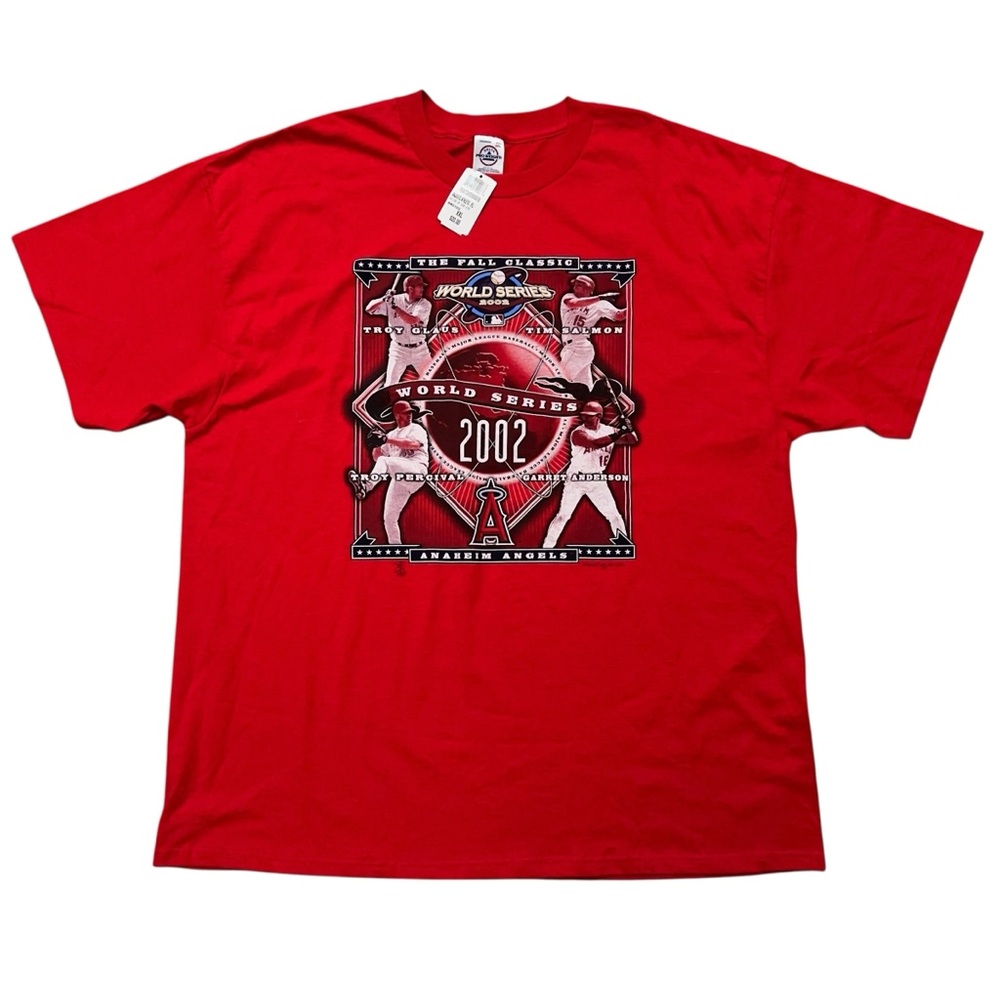Vintage 2002 MLB World Series Anaheim Angels T-Shirt Red Mens Size 2XL NWT